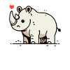 Funny, cheerful cartoon rhinoceros