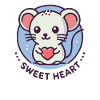 Douce souris d’amour avec coeur