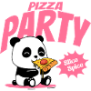 Panda eats pizza