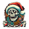 Halloween Skeleton with Santa Hat