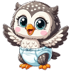 Baby owl with diaper