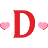 Letter d red hearts