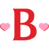 Lettre b cœurs rouges