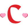 Letter c red hearts