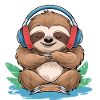 Music sloth with headphones clef