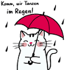 Chat mignon avec parapluie