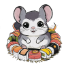 Kawaii chinchilla with Japanese sushi