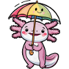 Cute Axolotl with Umbrella