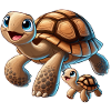 Turtle mother with child frolicking