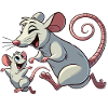 Rat mom with child frolicking