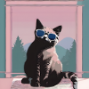 Cat in retro summer look