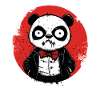 Angry disappointed panda in tuxedo