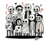 Famille zombie aimante avec amour
