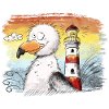 Seagull Holiday Sea Lighthouse Sunset