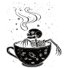 Skeleton in the coffee cup