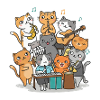 Happy cats making music