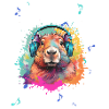 Capybara,illustration,Headphones,Music,Graffiti