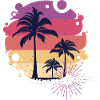 été, plage, vacances, palmiers, mer