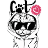 Cat Hoodie with Sunglasses