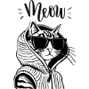 Meow Cat Hoodie with Sunglasses