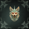 Renard mystique aux yeux rouges perçants.