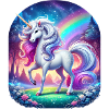Regenbogen-Einhorn im Waldtraum