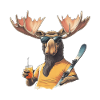 Skifahrer Elch