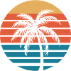 Palm Sunset Retro Circle