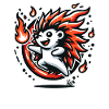 Cheerful hot hedgehog with fire