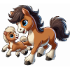 Pony with child frolicking