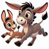 Donkey with child frolicking