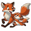 Fox with child frolicking