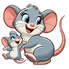 Mouse mother with child frolicking