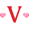 Letter v red hearts