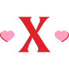 Lettre x cœurs rouges