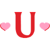 Letter u Red Hearts