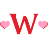 Letter w Red Hearts