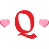 Letter q red hearts