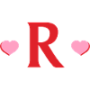 Letter r red hearts