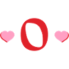 Letter o red hearts