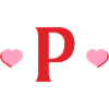 Letter p red hearts