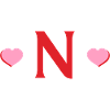 Letter n Red Hearts