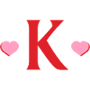 Lettre k cœurs rouges