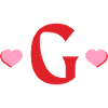 Letter g red hearts