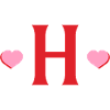 Lettre h cœurs rouges