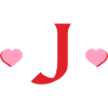 Lettre j cœurs rouges