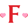 Letter f red hearts