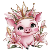 Cochon avec couronne et lys