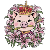 Pig with crown and lilies