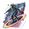 Astronaut Surfing the Cosmic Rings